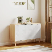 HOMCOM Modern Sideboard and Buffet, Dining Room Cabinet with Adjustable Shelves and 4 Doors, Natural(m-9)