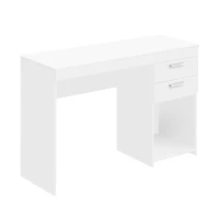 Contemporary White Workstation with Open Bottom Shelf, Modern Home Office Computer Writing Desk for Small Space, 47.5" L x 16" W x 30.5" H, White(m-11)