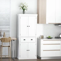 HOMCOM Long Standing Kitchen Cabinet w/ 2 Drawers MDF Board White(m-1)