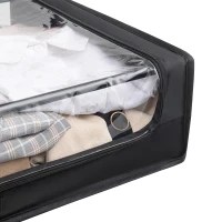 Compact 2 Under-Bed Storage Containers with Transparent Cover, Rolling Organizer Bins for Bedrooms, 28" L x 16.5" W x 6.5" H, Black(m-8)