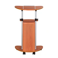 Adjustable Sit-to-Stand Laptop Cart with Dual Adjustment Knobs, Mobile Workstation for Offices, 21" L x 16″ W x 28″ H, Brown(m-11)