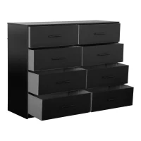 Roomy 8-Drawer Dresser with Water-Resistant Top, Ideal Storage Chest for Bedrooms, Living Rooms, TV Stand, 44.5" L x 16" W x 34.5" H, Black(m-10)