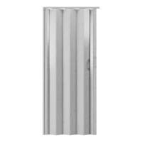 Stylish Foldable Accordion Door with Magnetic Close Latch, Space-Saving Interior PVC Sliding Door for Closet, 32" L x 0.5" W x 80" H, Grey(m-2)