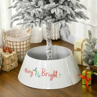 HOMCOM Christmas Tree Collar, Steel Tree Ring Skirt, Home Xmas Decoration for Christmas Tree, 26" x 26" x 11", Cream White(m-10)