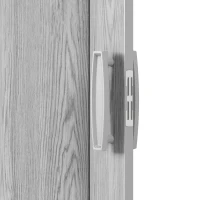 Stylish Foldable Accordion Door with Magnetic Close Latch, Space-Saving Interior PVC Sliding Door for Closet, 32" L x 0.5" W x 80" H, Grey(m-6)