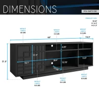 Contemporary Floating TV Stand with Patterned Cabinet Door, Modern Media Entertainment Console for Living Room, 63" L x 14" W x 21" H, Black(m-3)