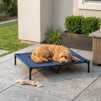PawHut 36" x 30" Elevated Cooling Summer Dog Cot Pet Bed with Mesh Ventilation - Blue(m-2)