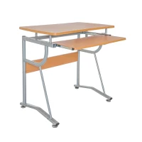 Compact Computer Desk with Slide-Out Keyboard Tray and Printer Shelf, Modern Writing Table for Home Office, 43" L x 19.5" W x 30" H, Cherry(m-8)