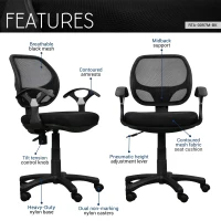 Breathable Office Chair with Contoured Fabric Seat Cushion and Contoured Armrests, Task Chair for Offices, 23.5" L x 22.5" W x 35" H, Black(m-4)