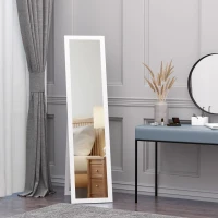HOMCOM Full Length Glass Mirror, Freestanding or Wall Mounted Dress Mirror for Bedroom, Living Room, Bathroom, White(m-10)