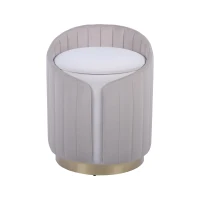 Practical Storage Ottoman with Hidden Compartment, Cozy Vanity Stool for Bedrooms and Living Rooms, 15.5" L x 15.5" W x 19" H, Taupe(m-2)