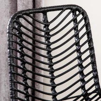 HOMCOM Set of 2 Rattan Barstools Wicker Counter Stools with Steel Legs and Footrest for Dining Room Kitchen Pub Black(m-9)