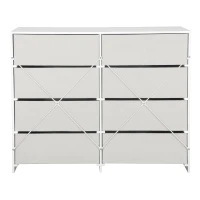 Roomy 8-Drawer Dresser with Water-Resistant Top, Ideal Storage Chest for Bedrooms, Living Rooms, TV Stand, 44.5" L x 16" W x 34.5" H, White(m-13)
