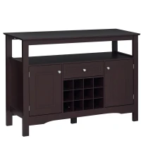 HOMCOM Coffee Bar Cabinet, Modern Sideboard Buffet Cabinet, Wine Cabinet with Drawer and 12-Bottle Wine Rack for Living Room, Espresso(m-1)