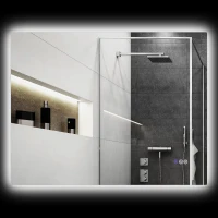 HOMCOM Dimmable Bathroom Mirror with Lights, 32" x 24" Backlit LED Mirror w/ Anti-Fog, Memory & Infinite Color Temperature(m-11)