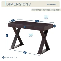 Trendy Writing Desk with Center Storage Drawer and X-Shaped Legs, Modern Home Office Computer Desk for Workspace, 47" L x 22" W x 30" H, Espresso(m-3)
