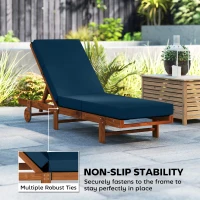 Outsunny Set of 2 Chaise Lounge Cushion, 4" Thick Outdoor Lounge Chair Cushions with Ties for Patio, 21" x 72", Navy Blue(m-6)