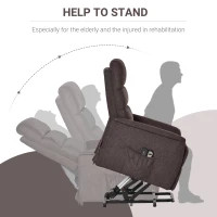 HOMCOM Power Lift Chair with Vibration Massage, Fabric Upholstered Recliner Chair for Elderly with Remote Control, Side Pockets, Brown(m-5)