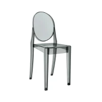 Set of 4 Ghost Chairs with Durable Acrylic Construction, Ideal Event Chairs for Formal Events and Casual Gatherings, 14.5" L x 20" W x 35.5" H, Gray(m-6)