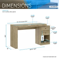 Sleek Expandable Desk with 2 Drawers and Open Bottom Shelf, Modern Home Office Computer Writing Table for Apartment, 47.5" L x 18" W x 29.5" H, Brown(m-3)
