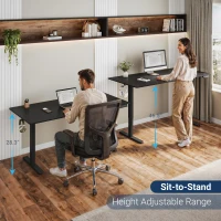 Sleek Electric Standing Desk with 3 Memory Presets and Hooks, Height Adjustable Sit to Stand Computer Desk for Home Office, 55'' L x 23.5″ W x 28'' H, Black(m-6)