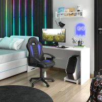 Sporty Gaming Chair with Pneumatic Height Adjustment and Non-Marking Casters, Perfect Racer-Style Chair for Kids, 21" L x 22" W x 35" H, Blue(m-1)