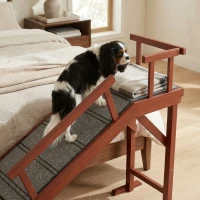 PawHut Wooden Dog Ramp with Removable Guardrails, Non-Slip Surface, 70.5" Long, Brown(m-8)