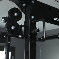 Soozier Multi-Functional Power Rack, Smith Machine Cable Crossover System with Pull Up Bar, Lat-Pull Down System, Landmine(m-12)