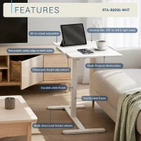 Sit-to-Stand Laptop Cart with Tilt Desk, Versatile Mobile Stand for home offices, classrooms, or bedside, 27.5" L x 16.5" W x 27" H, White(m-4)