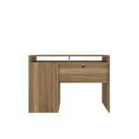 Warm Home Office Workstation with Storage Cabinet and Shelves, Modern Computer Desk with Cable Management, 43.5" L x 17.5" W x 29" H, Walnut(m-10)