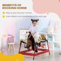 Qaba Kids Spring Rocking Horse, Ride on Horse for Girls and Boys with Sounds, Plush Animal Ride-on Toy with Soft Feel, Interactive Toy for Kids, Dark Brown(m-4)