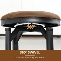 HOMCOM 28" Swivel Bar Height Bar Stools Set of 2, Armless Upholstered Barstools Chairs with Nailhead Trim and Wood Legs, Light Grey(m-6)