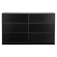 Versatile 6-Drawer Dresser with Water-Resistant Top, Ideal Storage Chest for Bedrooms, Playrooms, Entryways, 44.5" L x 16" W x 26.5" H, Black(m-2)