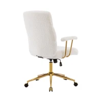 Chic Boucle Office Chair with Foam-Padded Back and Seat, Height-Adjustable Desk Chair for Studies Offices, 26" L x 26.5" W x 42.5" H, White(m-8)