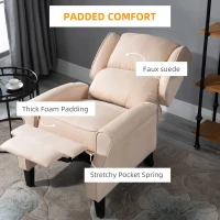 HOMCOM Vibration Massage Recliner Chair for Living Room with Heat,  Wingback Single Sofa, Modern Suede Fabric Push Back Reclining Chair with Footrest, Side Pocket, Beige(m-6)
