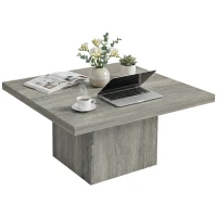 HOMCOM Square Coffee Table, Center Table with 1.6" Thick Tabletop, Gray Wood Grain(m-11)