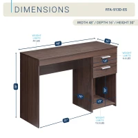 Sleek Espresso Workstation with Open Bottom Shelf, Modern Home Office Computer Writing Desk for Small Space, 47.5" L x 16" W x 30.5" H, Espresso(m-3)