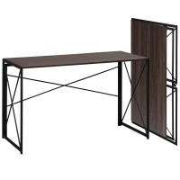 HOMCOM Folding Computer Desk, 47.25"W Home Office Writing Desk with Metal Frame, Brown(m-1)