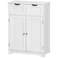 kleankin Bathroom Cabinet, Bathroom Storage Cabinet with 2 Drawers, Adjustable Shelf for Living Room, Entryway, White(m-14)