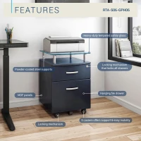 Compact File Cabinet with Hanging Drawers and Locking Design, Locking Storage Unit for Offices and Study Rooms, 15.5" L x 17.5" W x 24" H, Black(m-4)