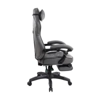 Comforting Executive Chair with Extending Footrest and Headrest Pillow, Ergonomic Office Chair for Gaming Rooms, 28″ L x 27″ W x 48.5″ H, Gray(m-9)