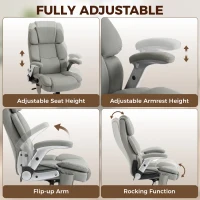 HOMCOM Ergonomic Office Chair with Inflatable Adjustable Lumbar Support, 400 Lbs Heavy Duty High Back Desk Chair, Light Gray(m-7)