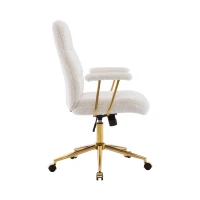 Chic Boucle Office Chair with Foam-Padded Back and Seat, Height-Adjustable Desk Chair for Studies Offices, 26" L x 26.5" W x 42.5" H, White(m-7)