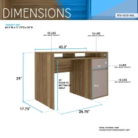 Warm Home Office Workstation with Storage Cabinet and Shelves, Modern Computer Desk with Cable Management, 43.5" L x 17.5" W x 29" H, Walnut(m-3)
