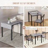 HOMCOM Foldable Dining Table Set for 2, Drop-Leaf Kitchen Table with 2 Chairs for Apartments, Studios, Natural Drop-leaf Dining Table Set Includes 2 Chairs(m-5)
