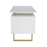 Modern White Desk with 2 Storage Drawers and Cabinet, Sleek Floating Desktop Computer Writing Table for Home Office, 51" L x 23.5" W x 30" H, White(m-13)
