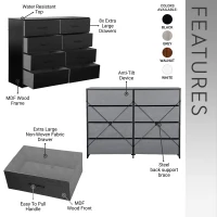 Roomy 8-Drawer Dresser with Water-Resistant Top, Ideal Storage Chest for Bedrooms, Living Rooms, TV Stand, 44.5" L x 16" W x 34.5" H, Black(m-4)