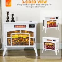HOMCOM Electric Fireplace Stove, Infrared Fireplace Heater with Realistic Flame & Adjustable Temperature, 1500W, White(m-5)