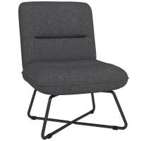 HOMCOM Armless Accent Chair, Upholstered Slipper Chair for Living Room with Crossed Steel Legs, Dark Gray(m-11)