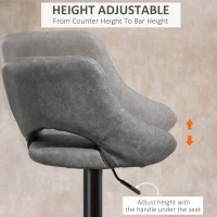 HOMCOM Bar Stools Set of 2 Swivel Bar Height Barstools Chairs with Adjustable Height, Round Heavy Metal Base, Footrest, Gray(m-5)